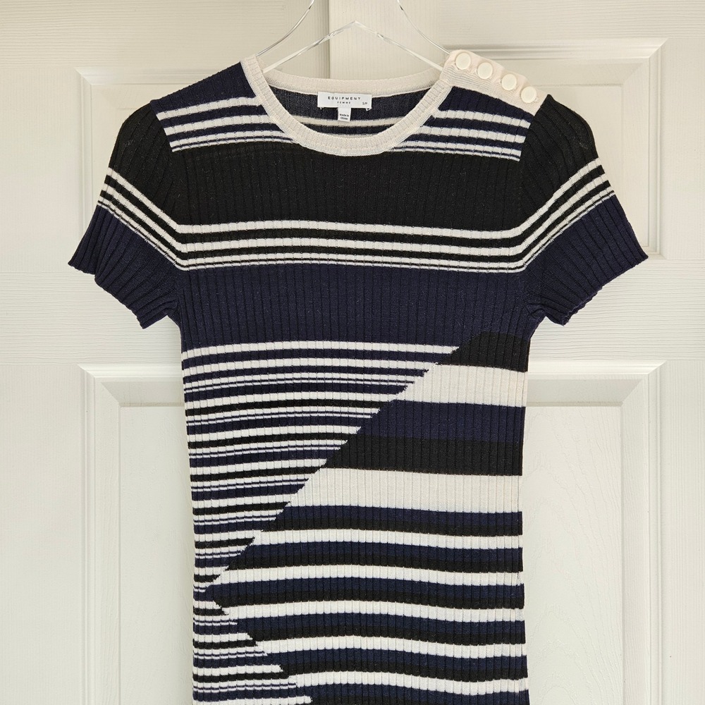 Equipment Femme Dewey Sweater Midi Dress Blue Stripe Womens Small Wool - Picture 5 of 12